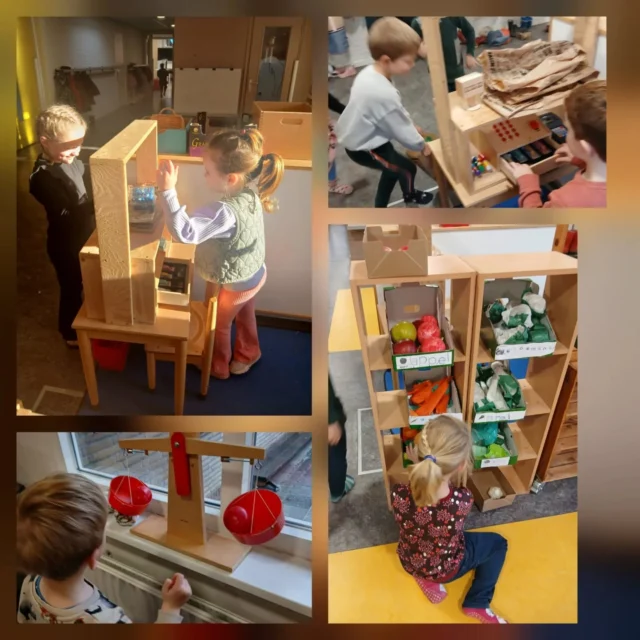 Groep 2 deed afgelopen week boodschappen in "het groentepark" waarbij ze leren samenwerken, sorteren, wegen en betalen.